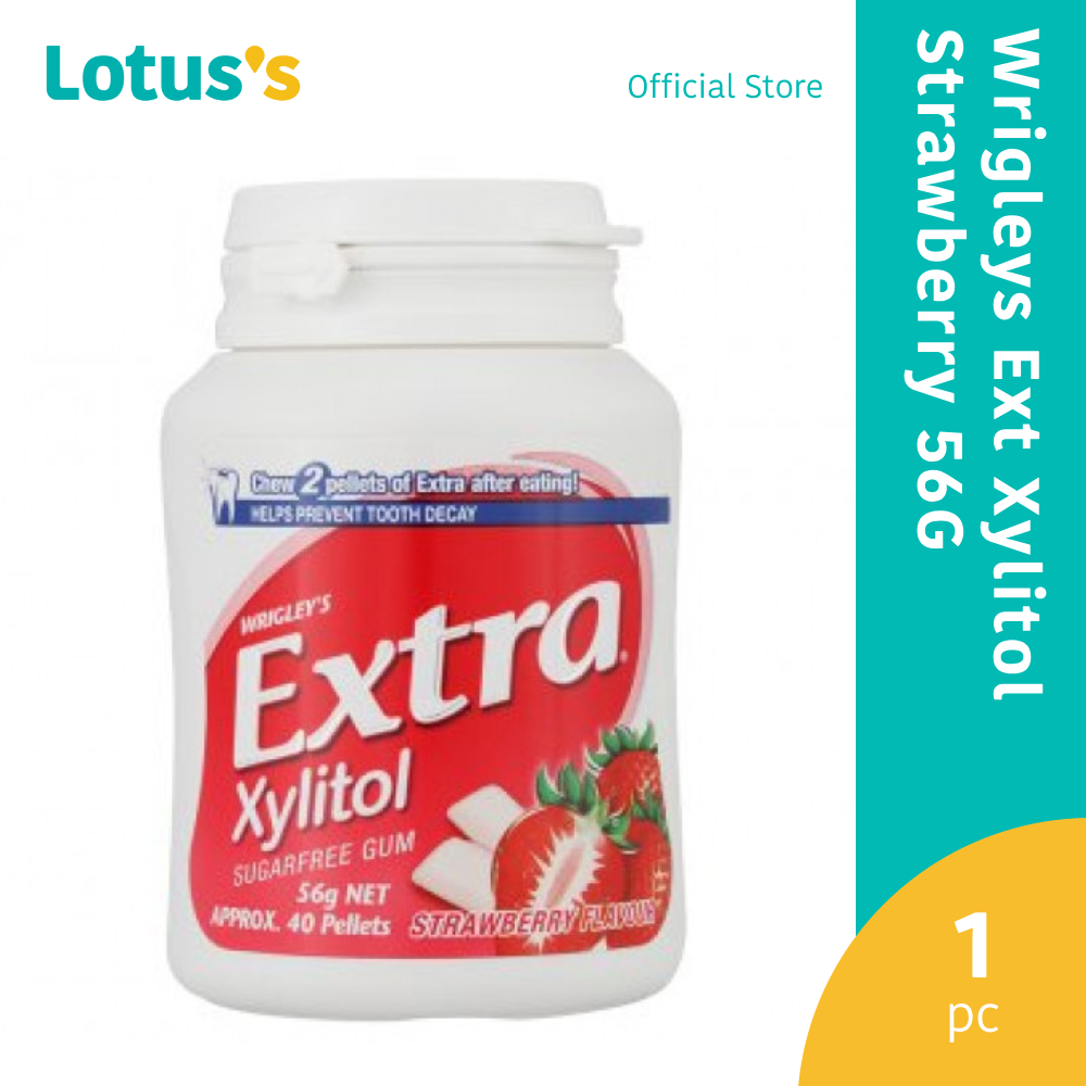 Wrigleys Extra Xylitol Strawberry Flavour Sugarfree Gum 40 Pellets 56g