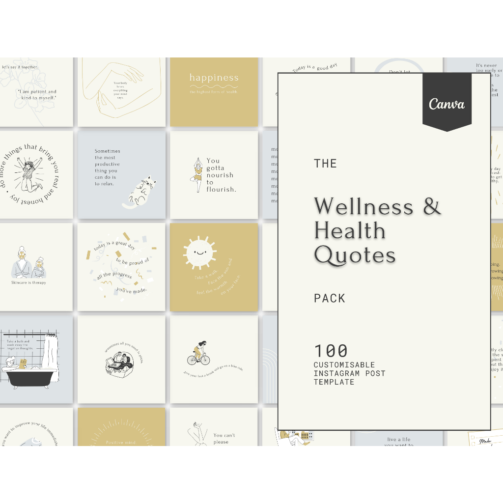 Wellness and Health Quote Canva Templates, Self-Care Mindfulness ...