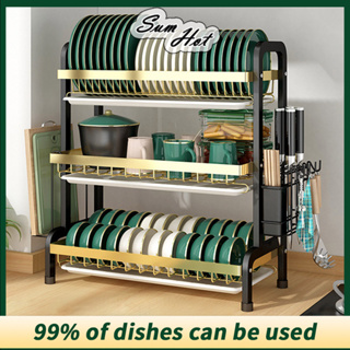 Dish Drying Rack, Larger Capacity 2&3 Tier Dish Racks And