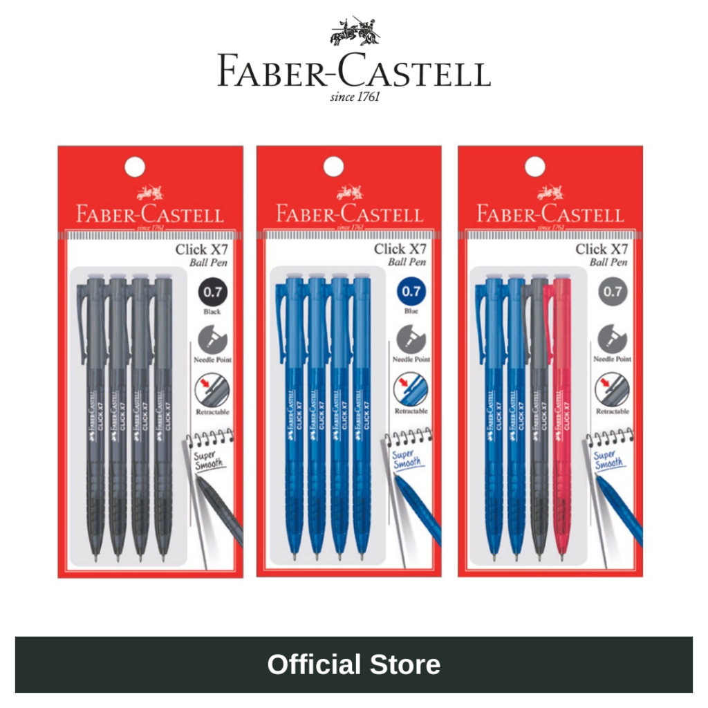 [Faber-Castell] Click X5 / X7 Ball Pen - PB of 4 | Shopee Malaysia