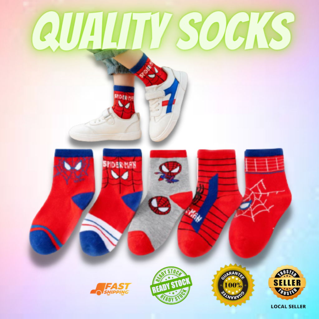 Cute Spider-man Red Socks Marvel Kid Socks Stokin Budak Comel Super ...