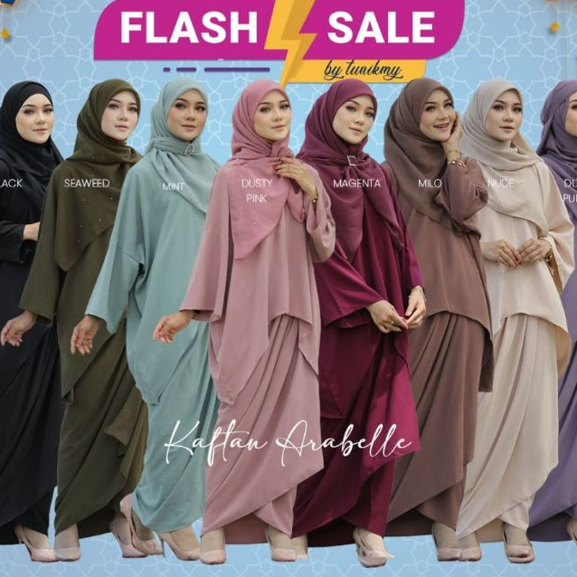KAFTAN ARABELLE STYLIST MODERN RAYA 2023 BLACK, SEAWEED, MINT, DUSTY ...