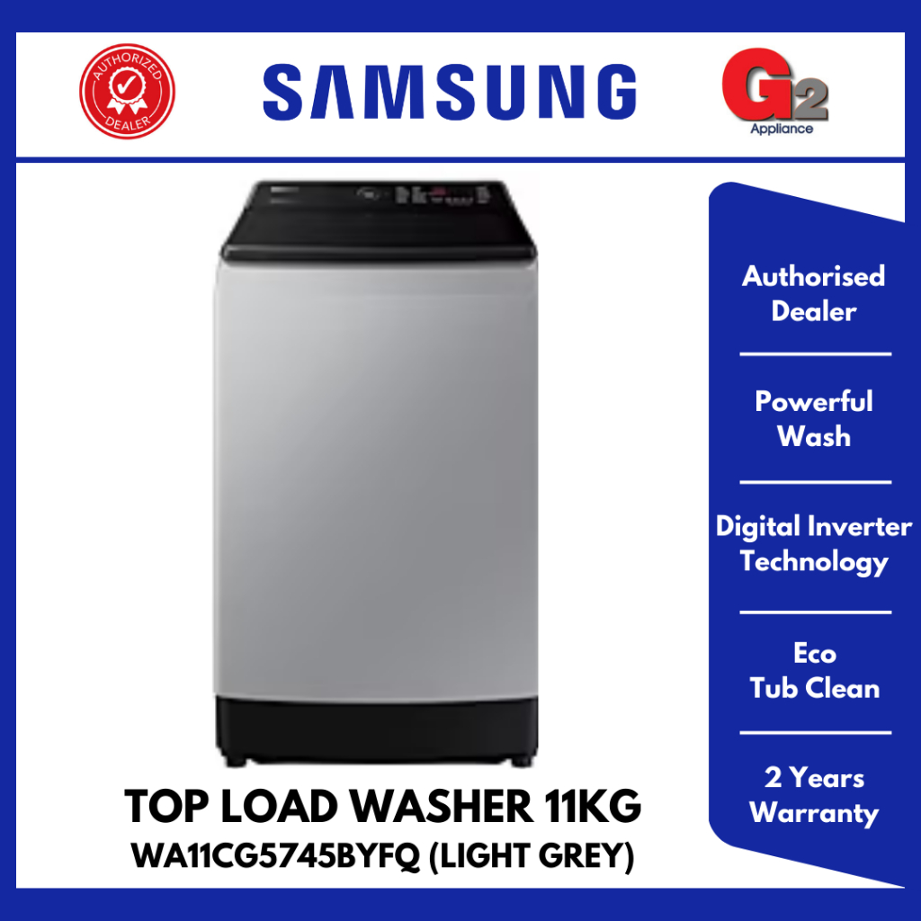 SAMSUNG TOP LOAD WASHING MACHINE [LIGHT GREY] 11KG WA11CG5745BYFQ