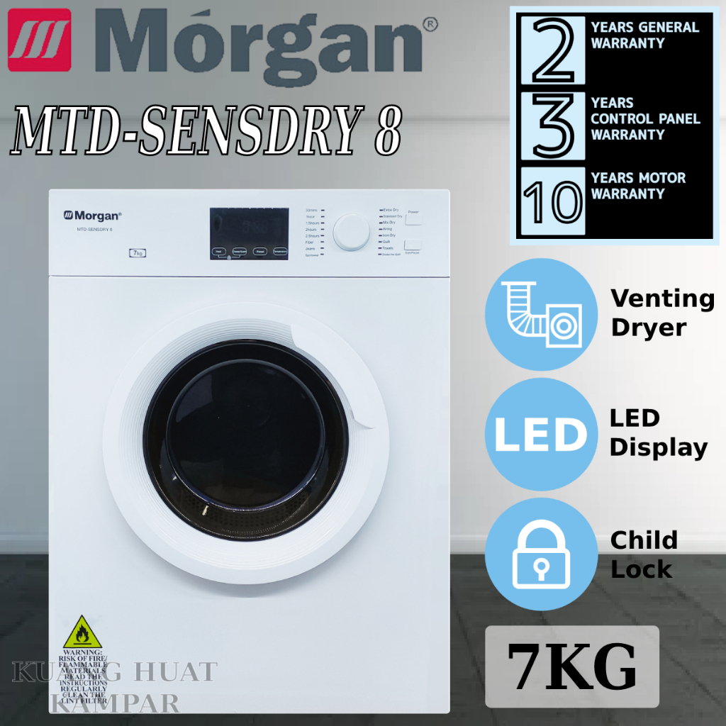 MORGAN 7KG VENTED DRYER MTD-SENSDRY 8 | Shopee Malaysia