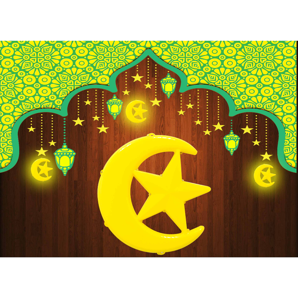 Selamat Hari Raya 32 CM Lampu Hiasan Raya Bulan Sabit, Hari Raya