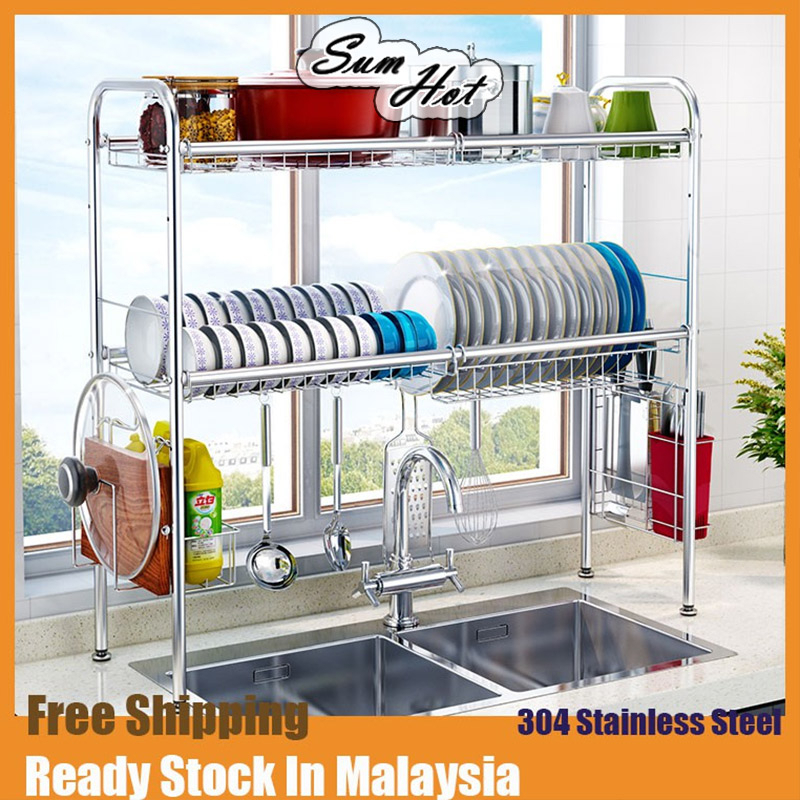 🔥READY STOCK⚡304 Stainless Steel Rak Dapur Dish Rack Kitchen Rack Rak ...