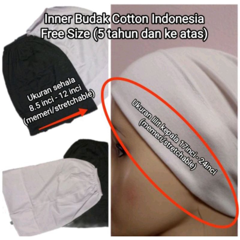 Inner Tudung sekolah putih & Hitam, Inner Wardah Hitam Putih (kanak ...