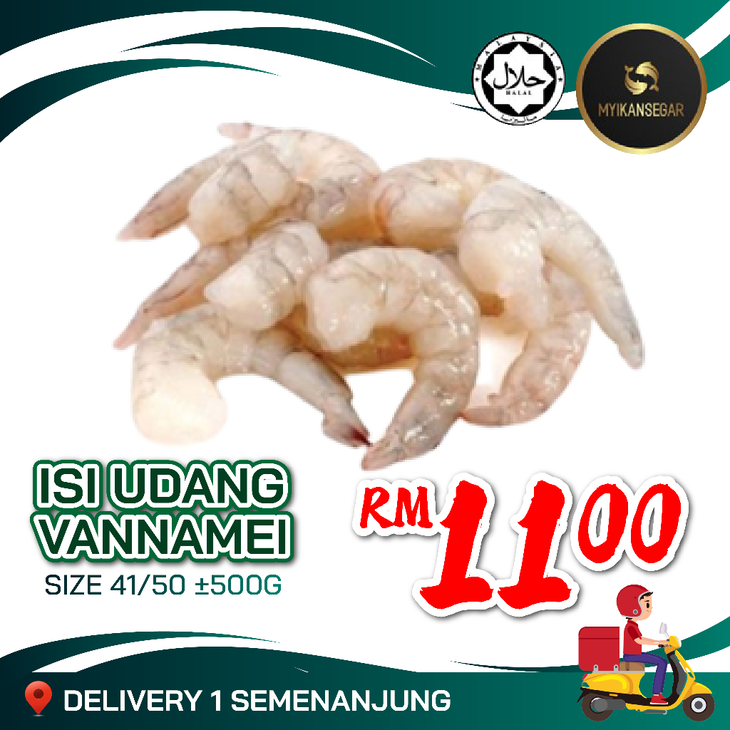 FROZEN IQF ISI UDANG VANNAMEI SIZE 41/50 500G/1KG ISI UDANG FROZEN FOOD