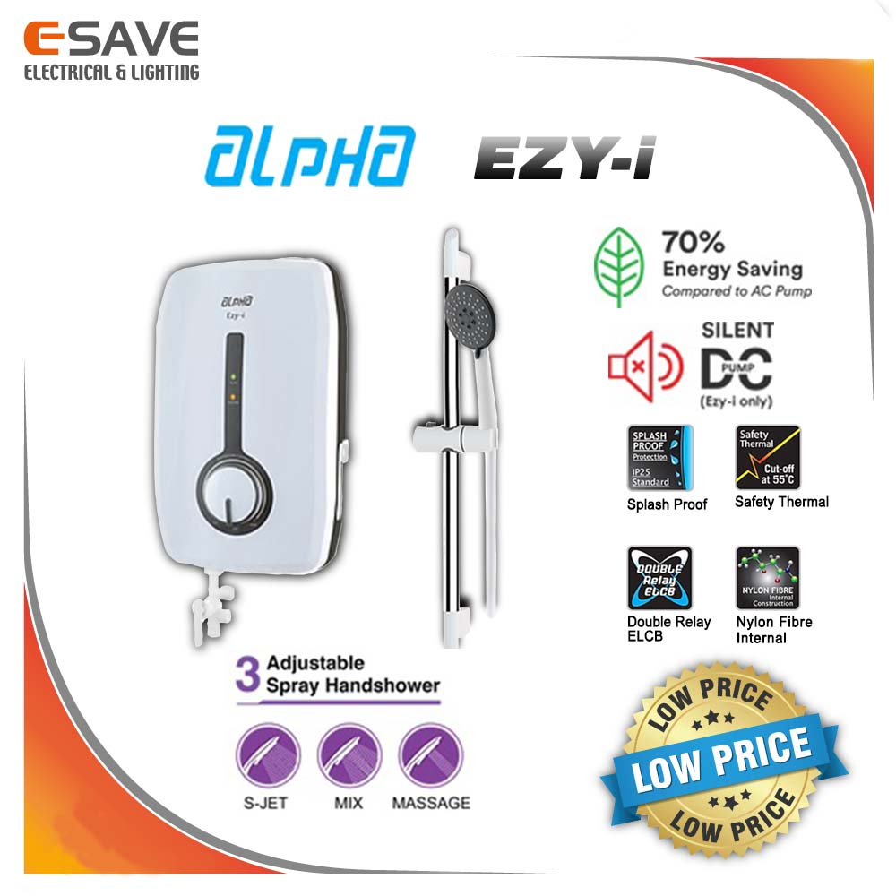 Alpha EZY i / X5E Water Heater with DC pump & without pump. Pemanas Air Mandi tanpa pam