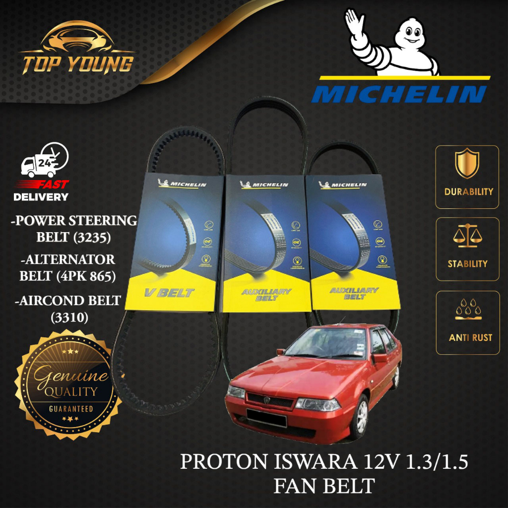 MICHELIN PROTON ISWARA 12V 1.3 1.5 FAN BELT 3235 POWER STEERING 3310