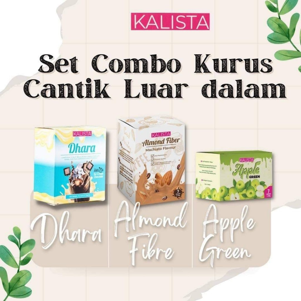 Kalista Almond Fiber Dhara Apple Green & Skinni Original HQ Shopee