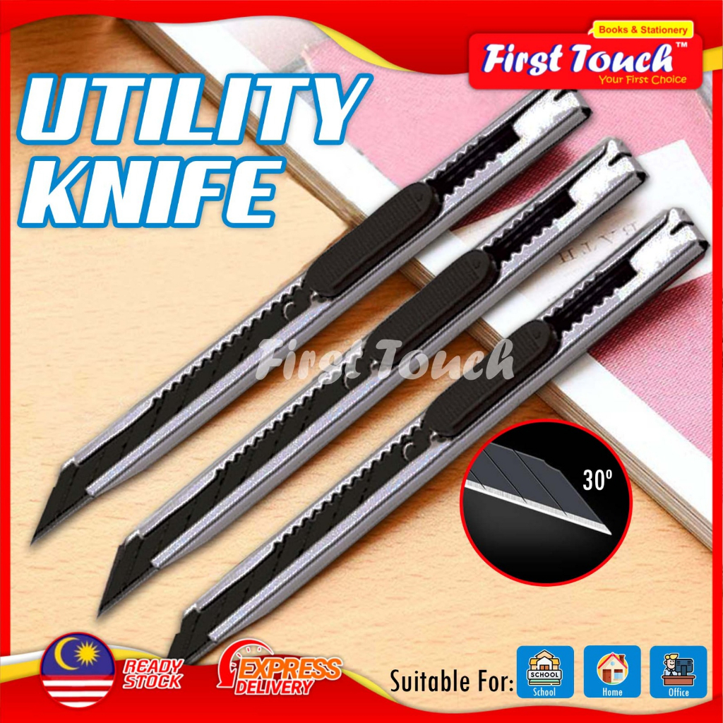 Utility Knife Cutter 9mm Black Cutter Knife Pisau Pemotong Pisau Tolak ...