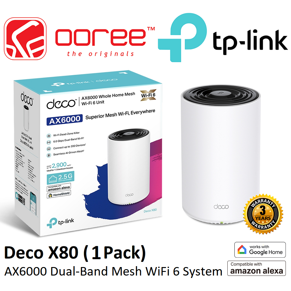 TP-LINK DECO X80 AX6000 DUAL-BAND MESH WI-FI 6 WIFI SYSTEM WITH AI ...