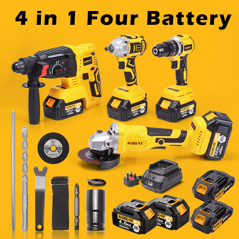 Keelat [ 4 IN 1 ] Brushless Cordless Rotary Hammer / Drill / Angle