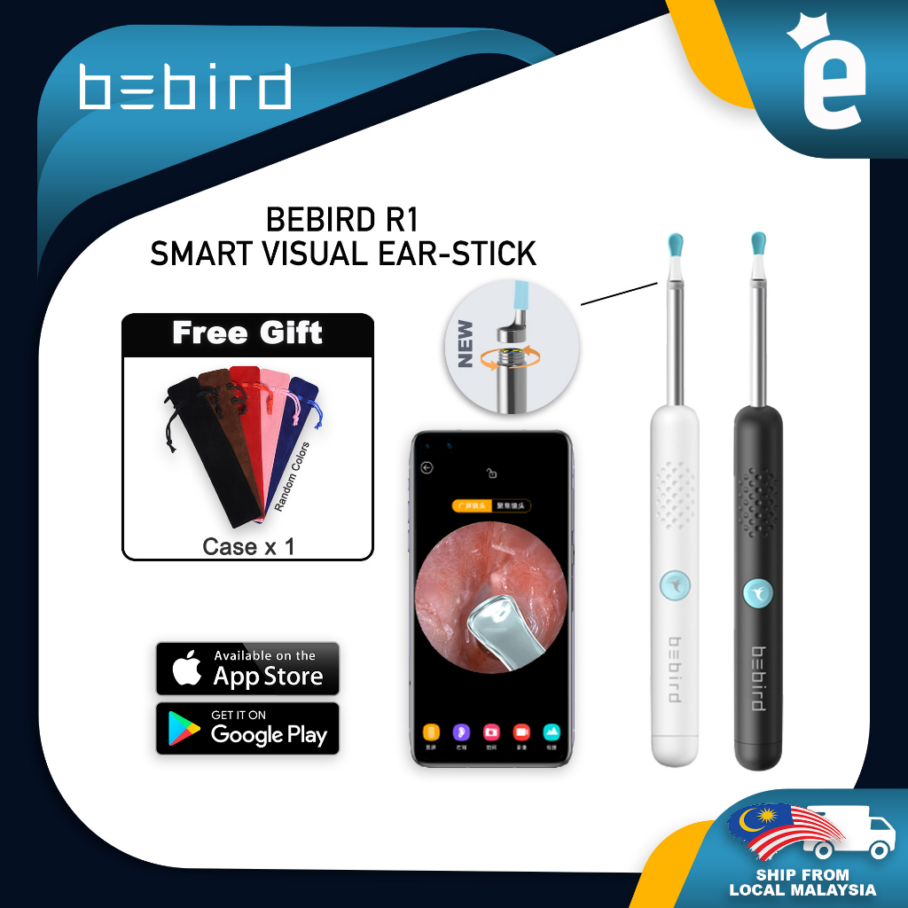 [Free Case] Bebird R1 Smart Otoscope Visual Ear Stick With Light In-Ear ...