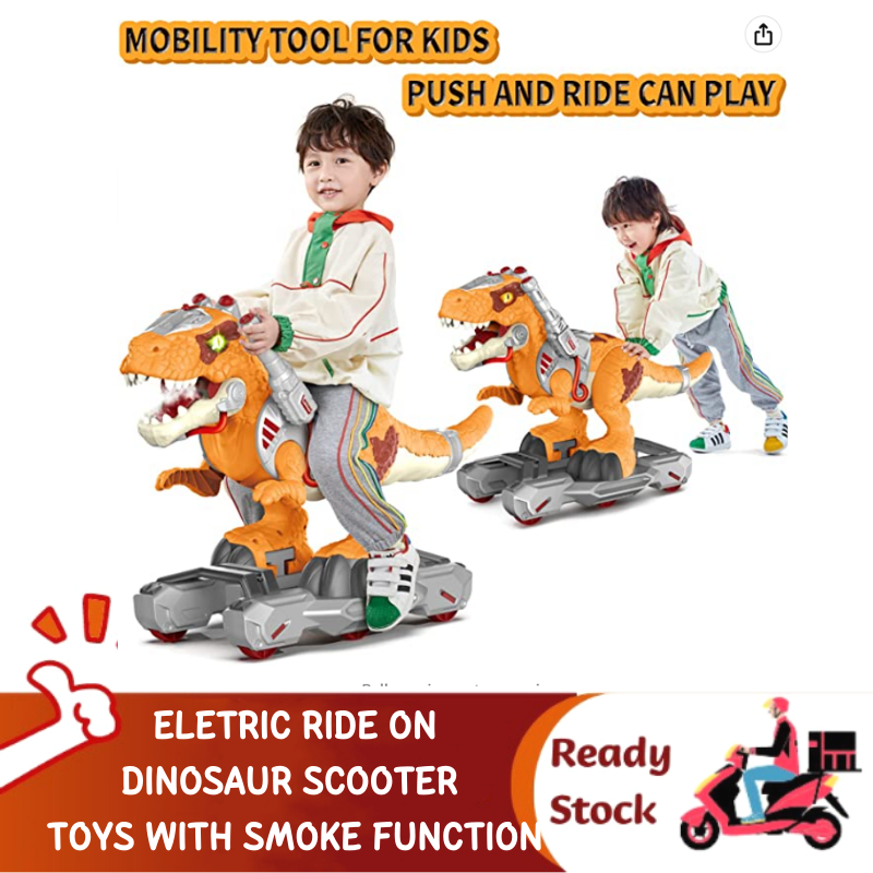 Kids Electric Ride On Dinosaur Scooter Car with Smoke Light and Music ...