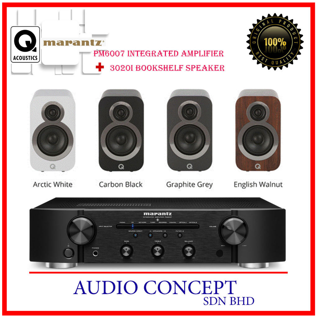 Marantz Pm6007 Integrated Amplifier + Q Acoustics 3020I Bookshelf Speaker + Free Gift Shopee