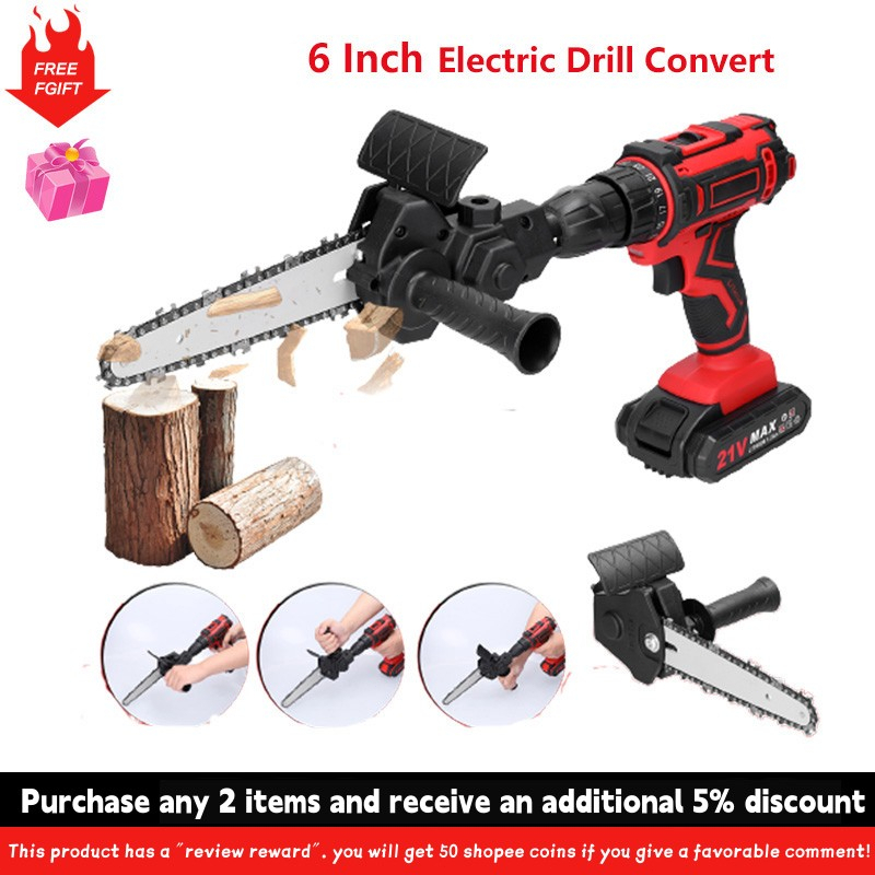 6 Inch Electric Drill Modified To Electric Chainsaw Attachment Electric