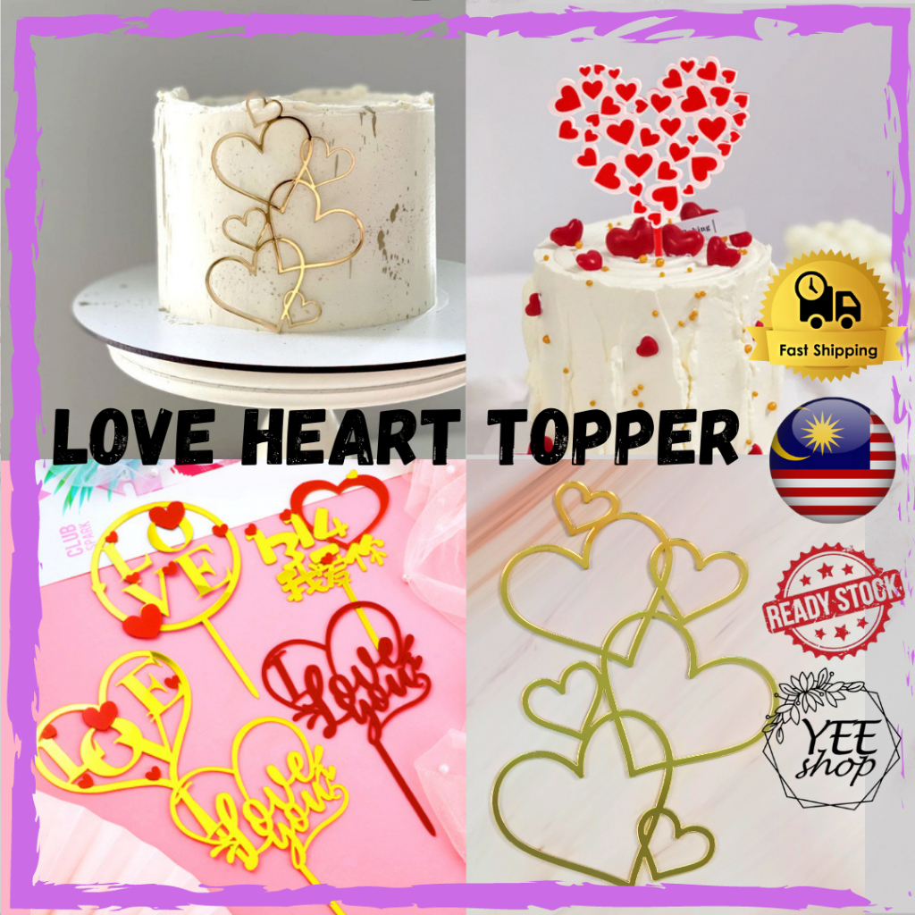 | Cake Decoration | LOVE Valentine Heart Shape Wedding Anniversary ...