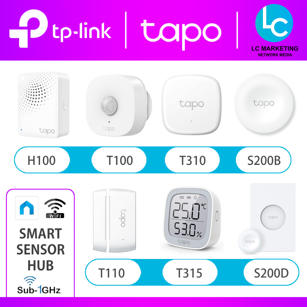 TP-Link Tapo H100 Smart Hub with Chime Tapo T100 T110 T310 T315 S200B S200D  Smart Sensor Smart Remote Dimmer Switch