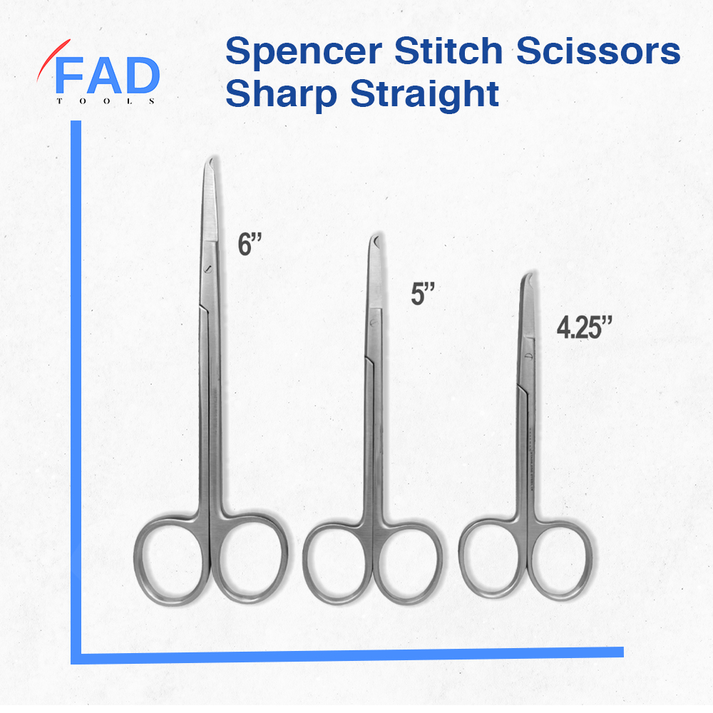 FAD Tools Spencer Stitch Scissors Sharp Straight 6" , 5" , 4.25