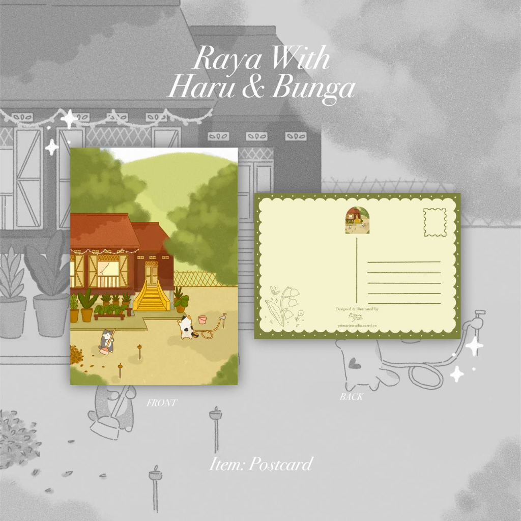 Raya with Haru & Bunga Postcard , Kad Raya | Primarie Studio | Shopee ...