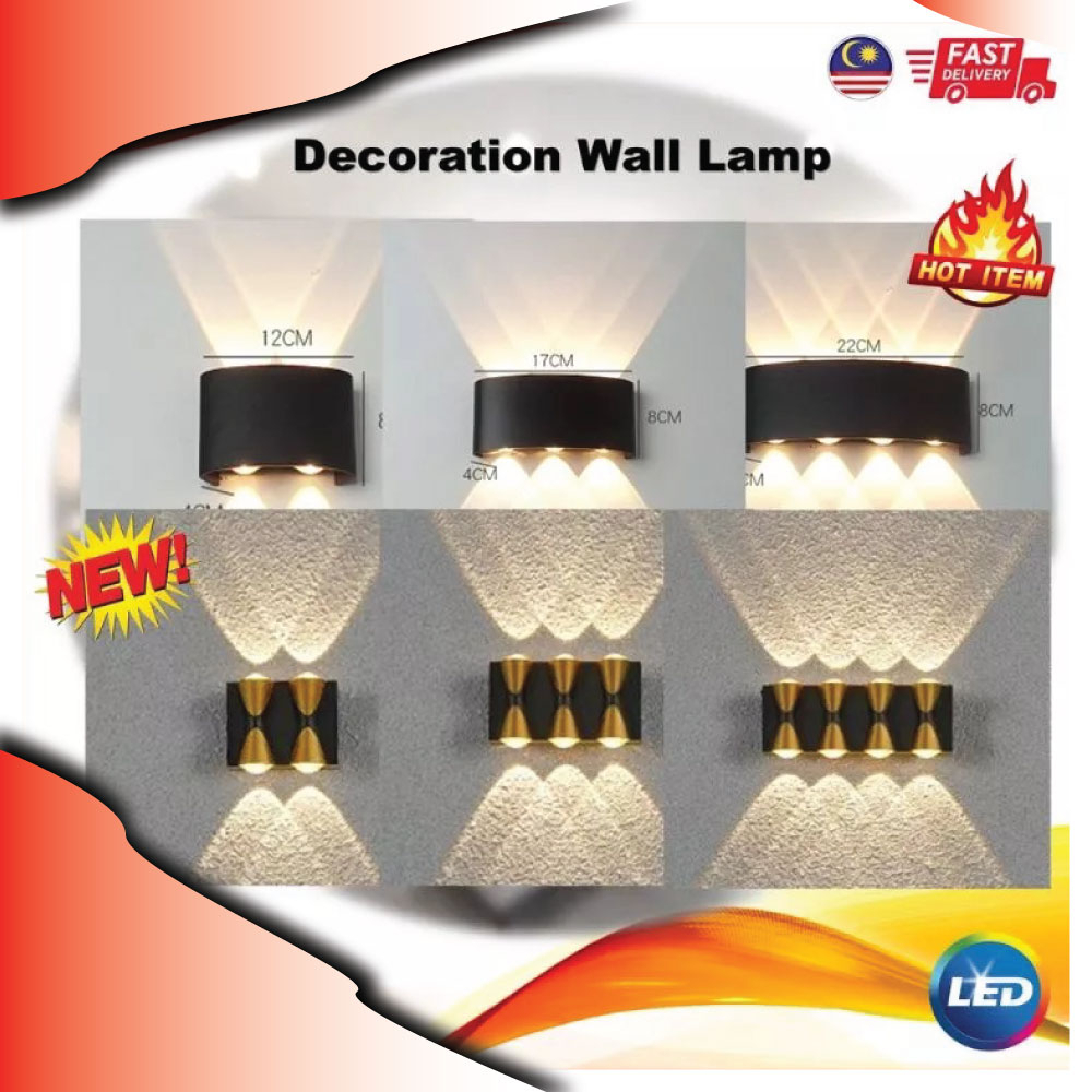 WALL LAMP LAMPU DINDING OUTDOOR/INDOOR UPDOWN 3000K (Rain proof IP65) 4 ...