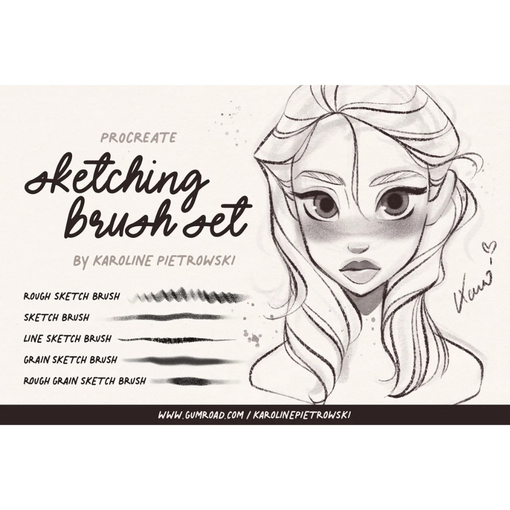 [P279] Karoline's Sketching Brush Set for Procreate | Line Sketch Grain ...