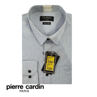 PIERRE CARDIN MEN LONG SLEEVE PRINTED SHIRT WITH POCKET (SEMI FITTED) - LIGHT BLUE (W3260B-11308)