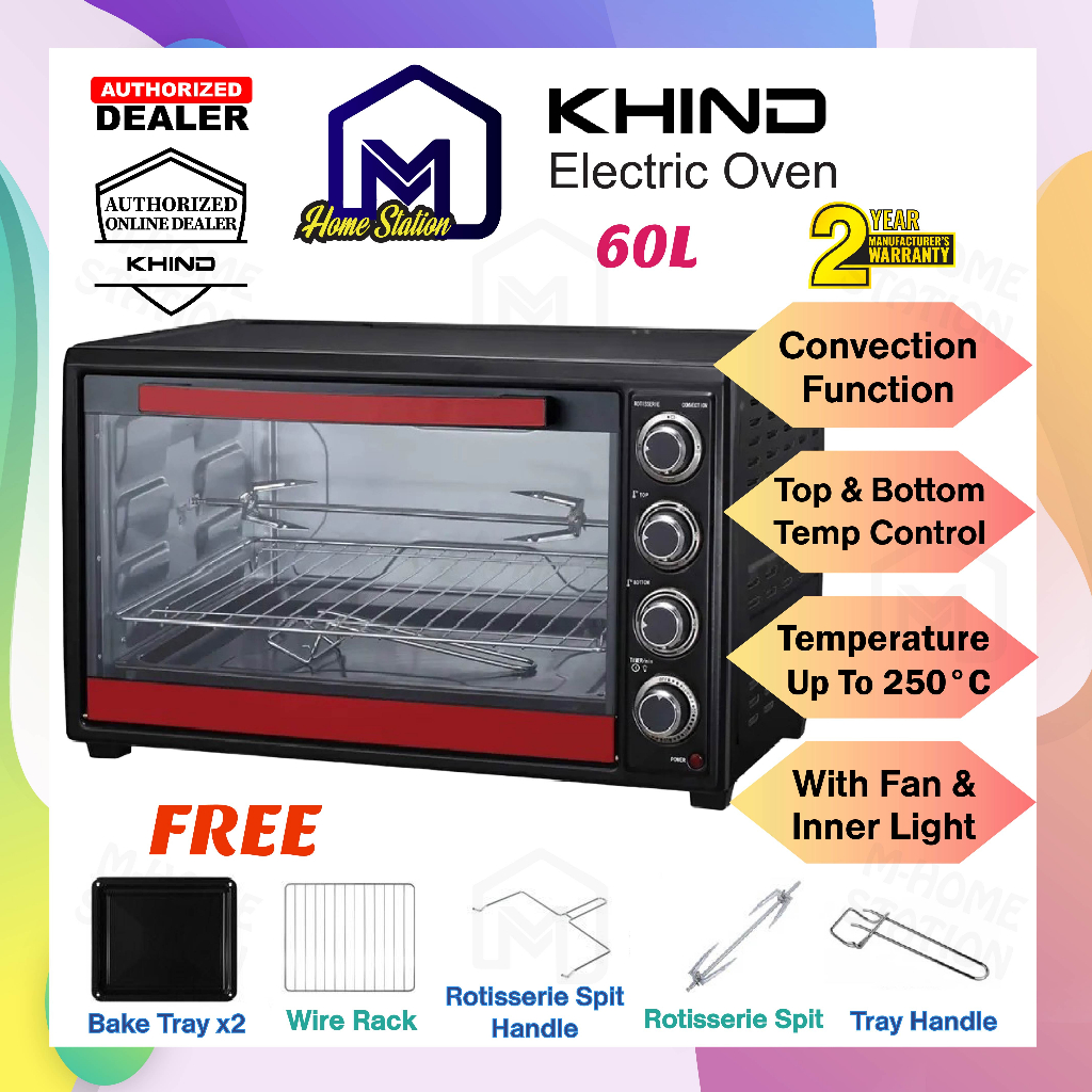 KHIND 60L Electric Oven Large Big Oven with Convection Rotisserie