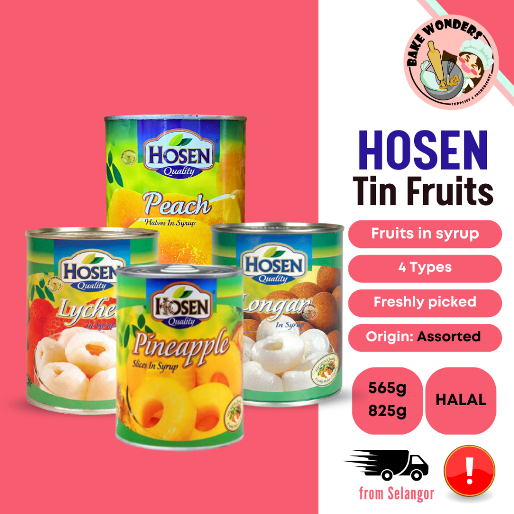 Hosen Fruits Tin Hosen Fruit Cocktail Hosen Pineapple Hosen Longan Hosen Lychee Hosen Peach