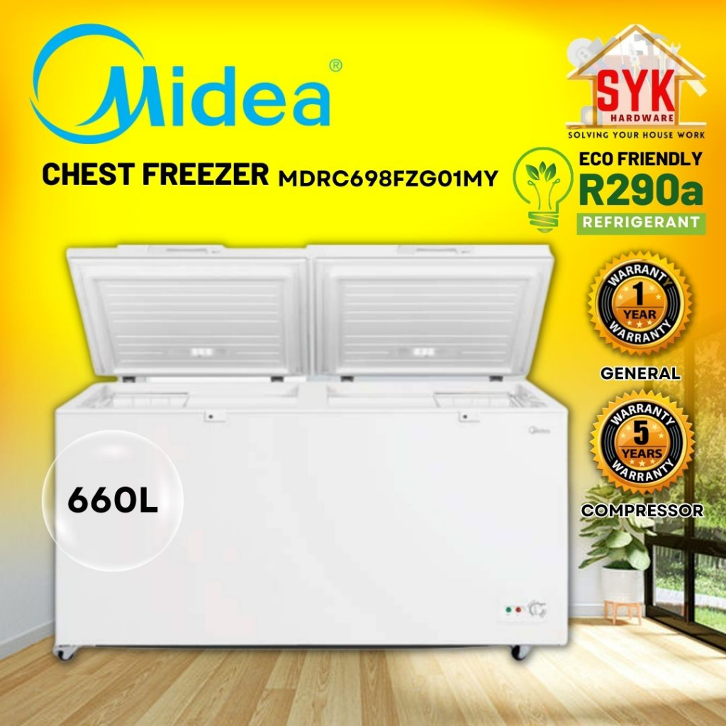 SYK Midea Chest Freezer 2 Door MDRC698FZG01MY 600L Deep Freezer Frezer