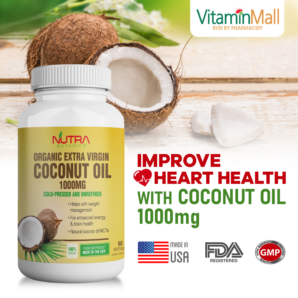 NB Organic Coconut Oil 1000mg 60 Softgel Healthy Skin, Weight Loss