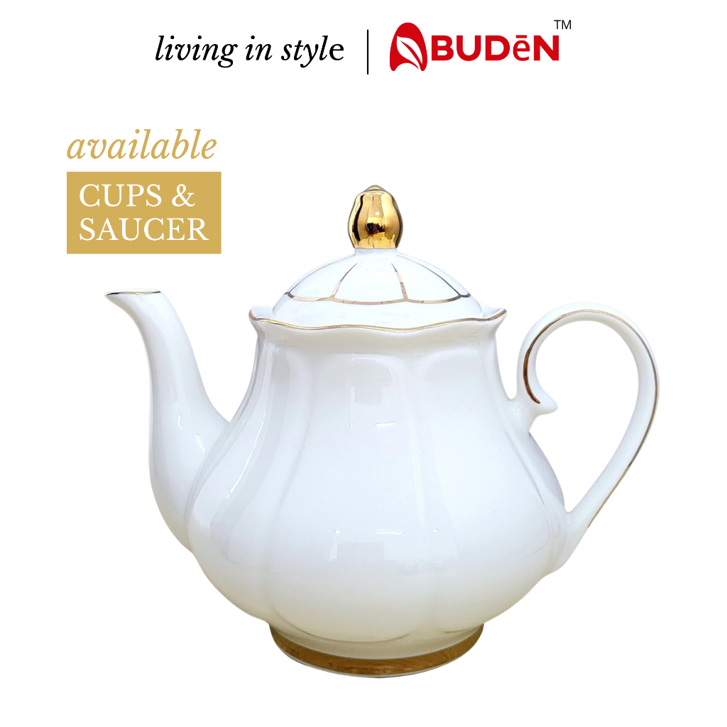 White Porcelain Teapot English Tea Pot 1200ml Bone China Nordic Teapot