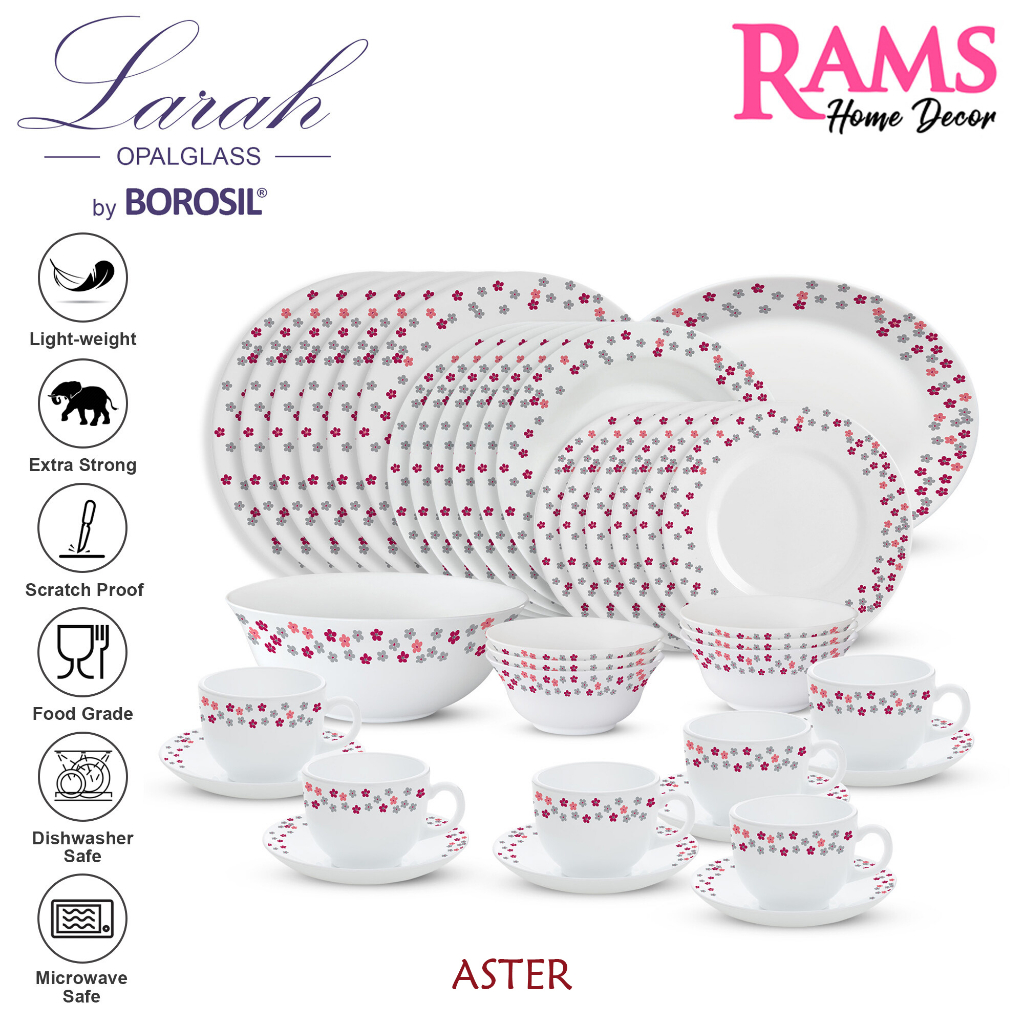 Borosil 38 Pcs Larah Opalware Dinner Set / Opal Glass Dinnerset ...