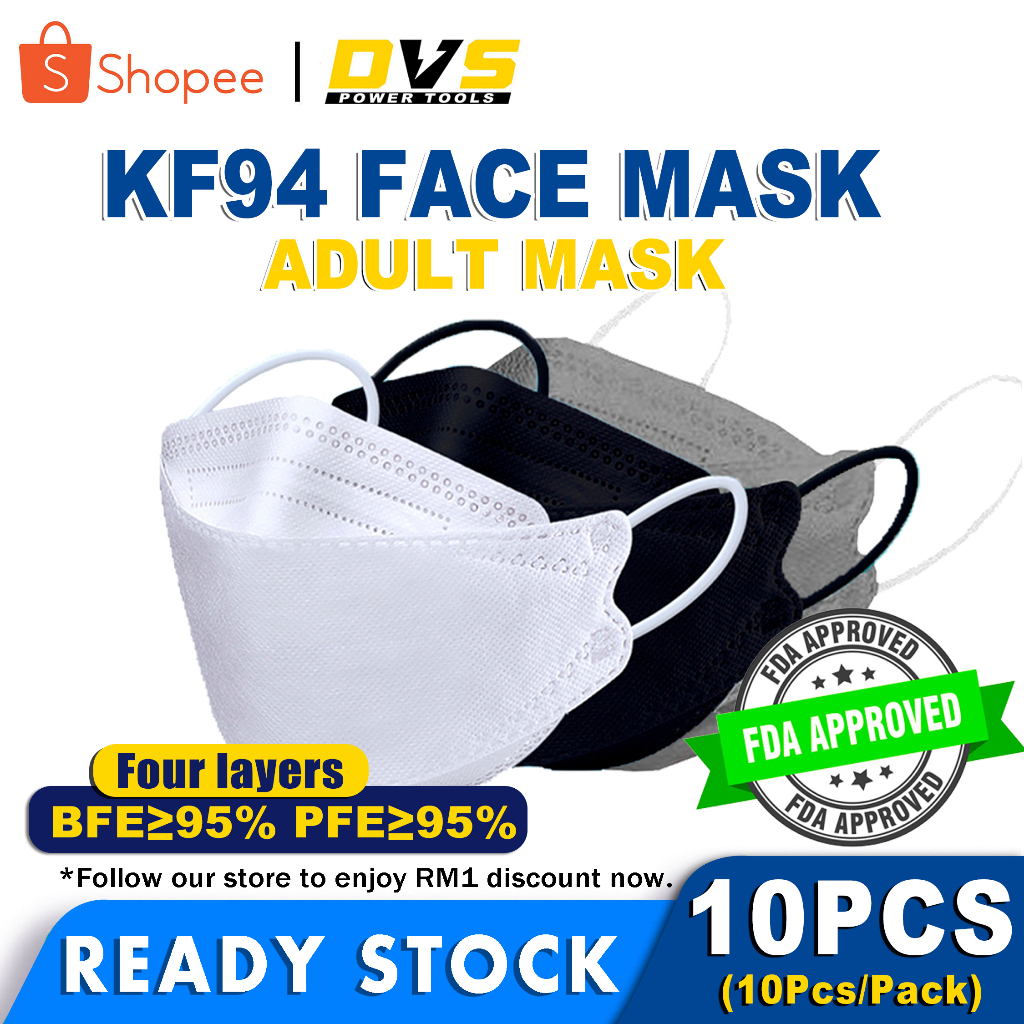 (Lowest Price)KF94 (10PCS) 4 PLY Disposable Ear/Headloop Face Mask KF94 ...