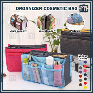 PACKING CUBE PM Organizer] Felt Purse Insert with Middle Zip Pouch, C