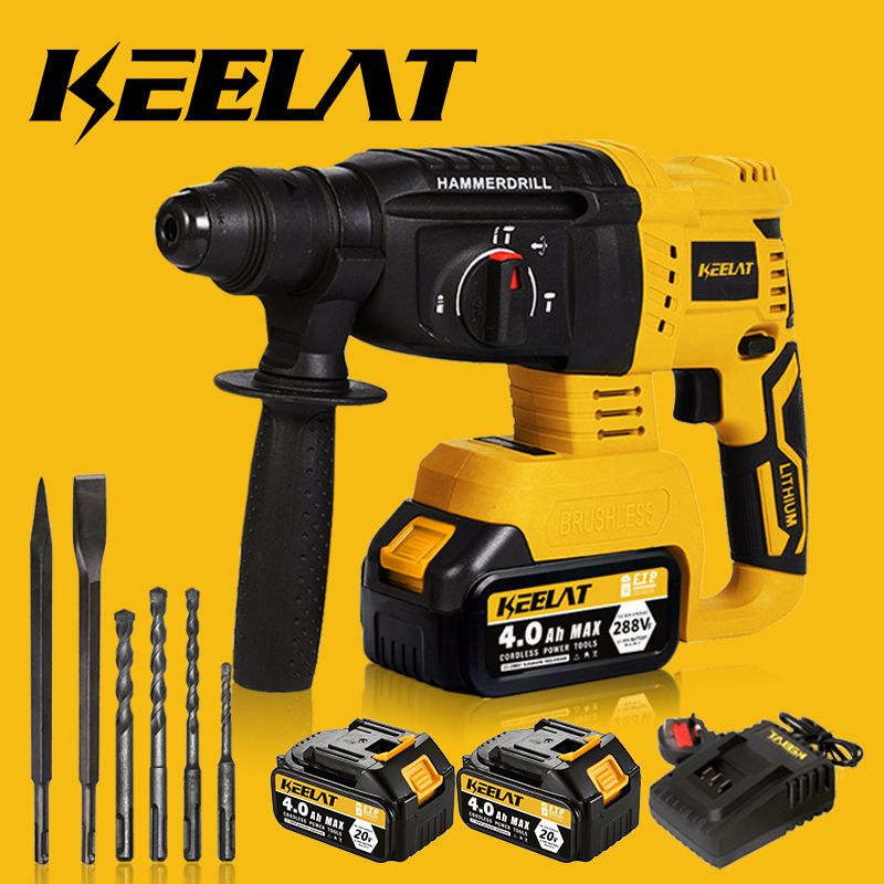 KEELAT KWHD001 Rotary Hammer Drill Electric Cordless Brushless Hammer ...