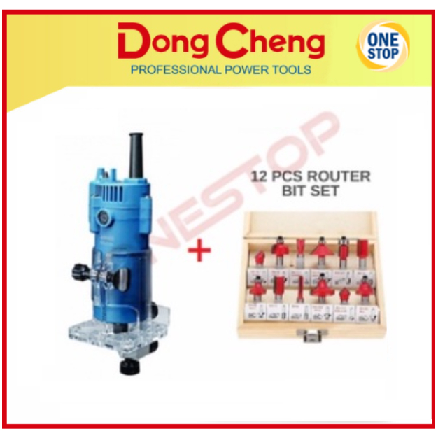 DONGCHENG DMP026 Router Trimmer Wood + 12Pcs Router Bit Set / Mesin