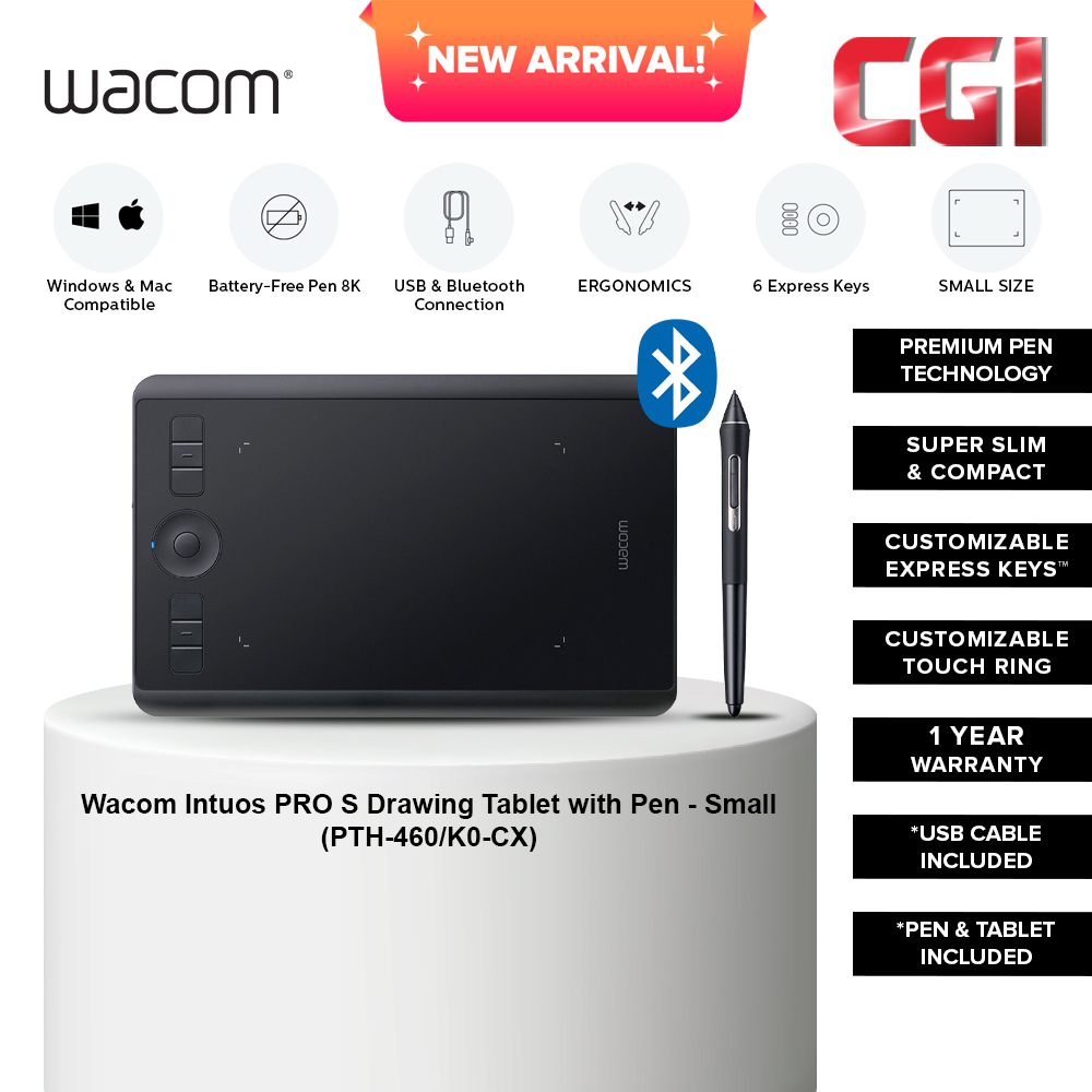 Wacom Intuos Pro PTH-460/K0-CX Small Pen Tablet with Bluetooth - Black ...