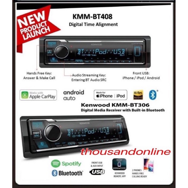 KENWOOD KMMBT306 USB & BLUETOOTH SPOTIFY CONTROL WITH 13 BAND EQ