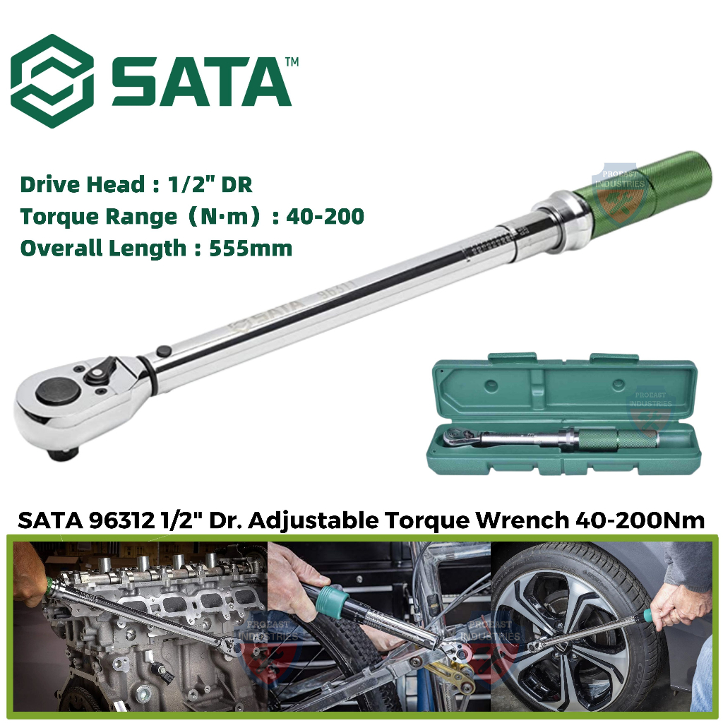 SATA 96312 1/2" Dr. Adjustable Torque Wrench 40200Nm Shopee Malaysia