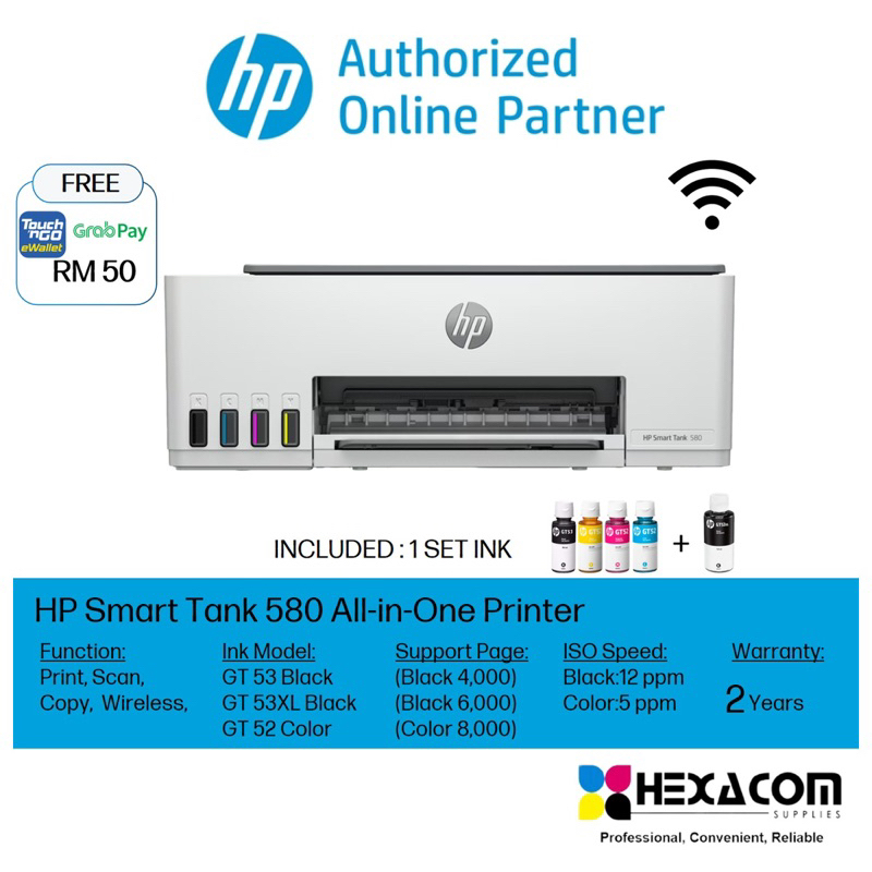 Hp Smart Tank 580 520 Printer Print Scan Copy Wi Fi Shopee Malaysia 