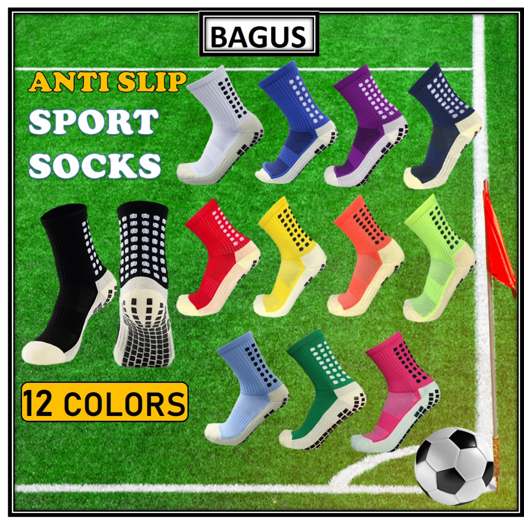Anti Slip Sock Football Socks Stokin Bola Sepak Stoking Badminton Basketball Grip Sport Thick