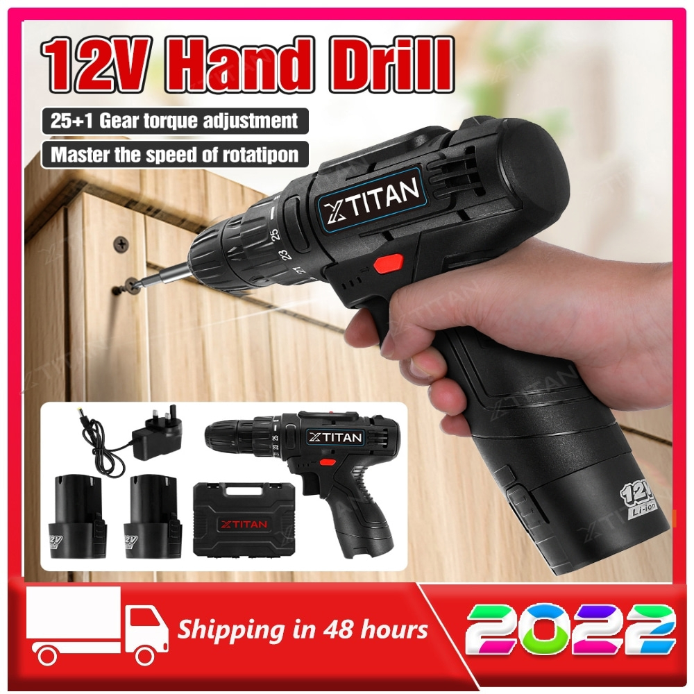 🔥Lowest🔥XTITAN 12V Lithuim Electric Hand Drill Rechargeable Drill