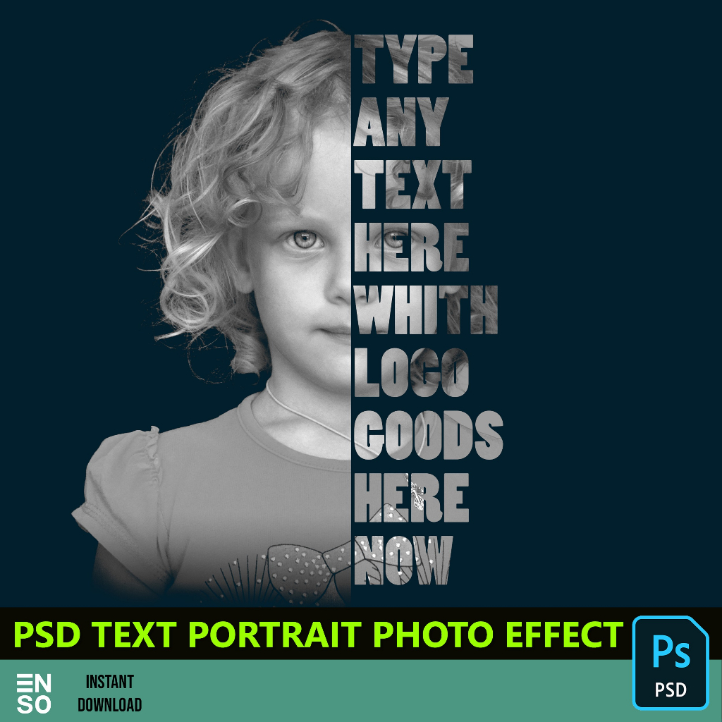 PSD Photo Effect Editable PSD File | Text Portrait Photo Effect (SW106 ...