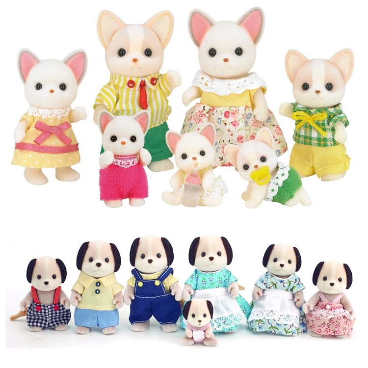 Pre owned Epoch Sylvanian Families Beagle dog puppy family with dress ...