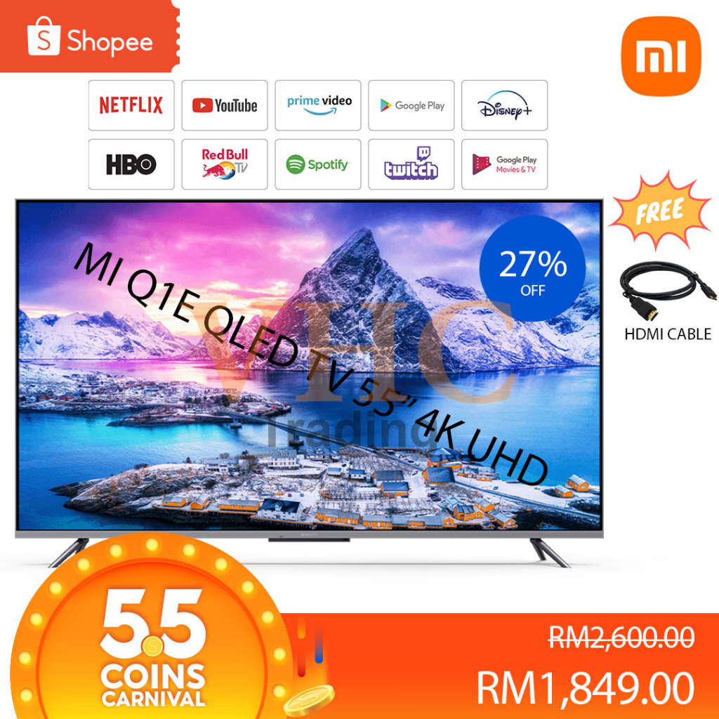 Xiaomi Mi TV Q1E 55" 4K UHD QLED Android Smart TV Dolby Vision & HDR10 ...