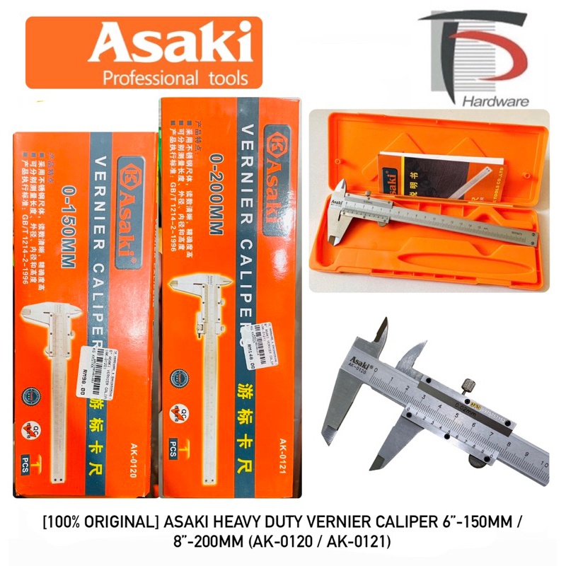 [100 ORIGINAL] ASAKI HEAVY DUTY VERNIER CALIPER 6”150MM / 8”200MM
