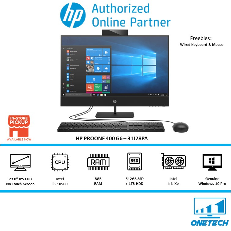 HP Pro One 400 G6 31J28PA All In One Desktop Business PC 23.8'' FHD